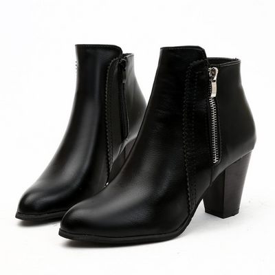 KHLOE - ZIPPERED ANKLE BOOTS