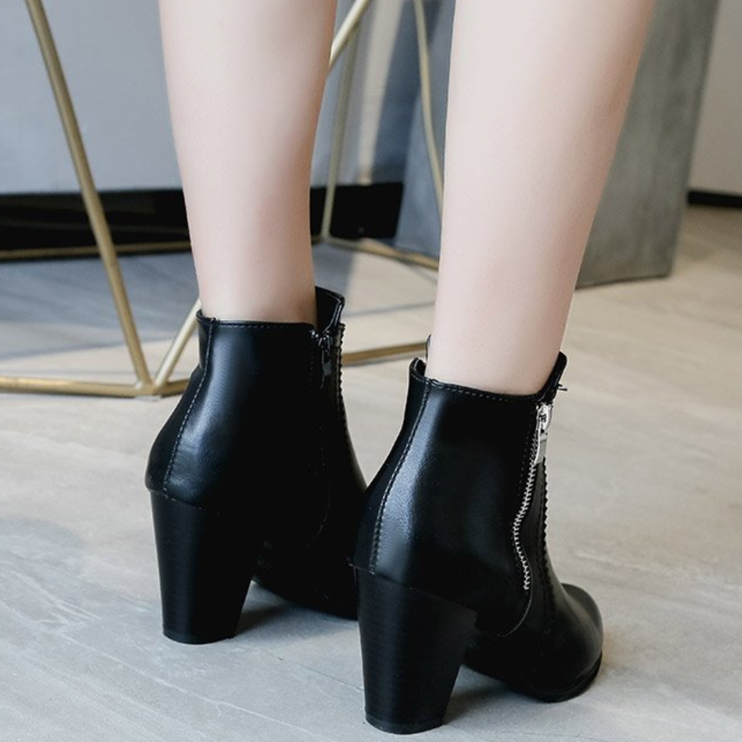 KHLOE - ZIPPERED ANKLE BOOTS