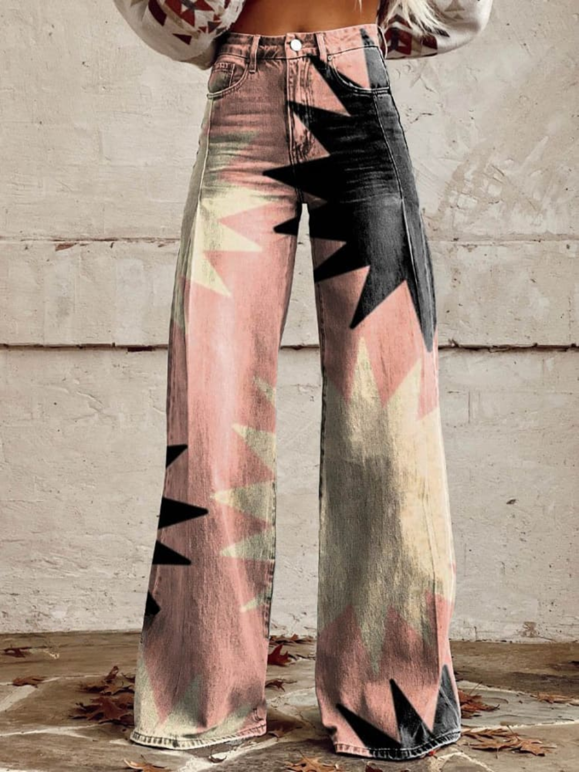 ZELAINE - GEOMETRIC WIDE LEG PANTS