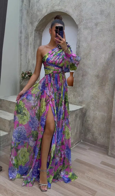 ARIA - FLORAL ONE SHOULDER DRESS