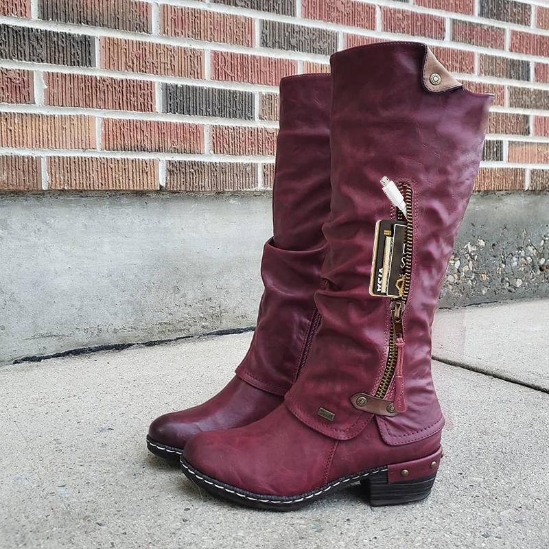 ALAINA - ZIPPERED AND POCKETED BOOTS