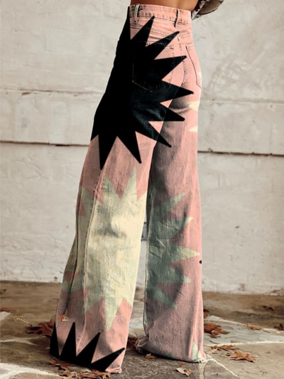 ZELAINE - GEOMETRIC WIDE LEG PANTS