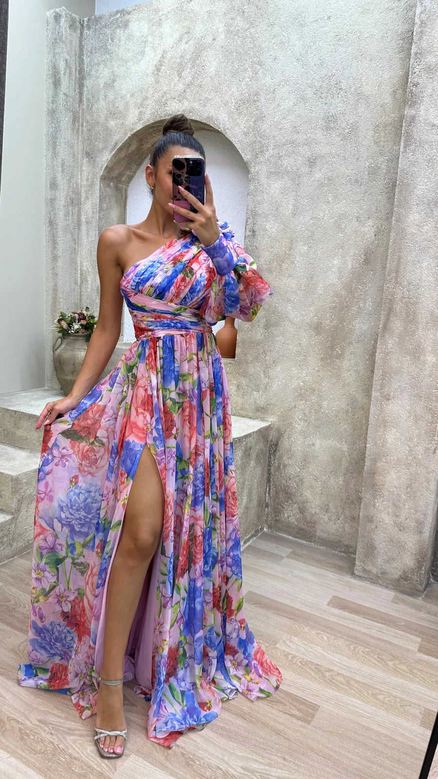 ARIA - FLORAL ONE SHOULDER DRESS