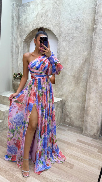 ARIA - FLORAL ONE SHOULDER DRESS