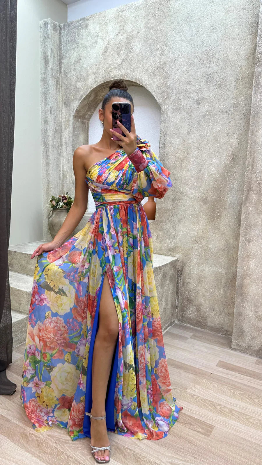 ARIA - FLORAL ONE SHOULDER DRESS