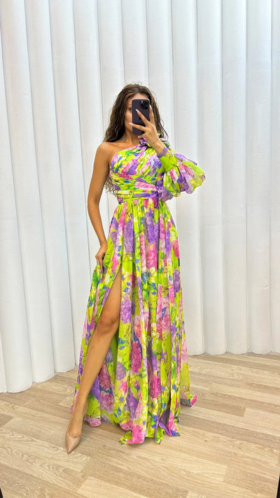 ARIA - FLORAL ONE SHOULDER DRESS