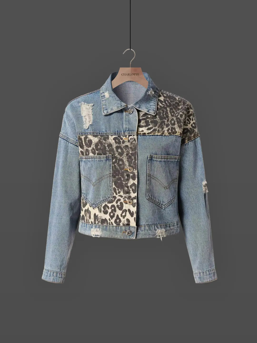 Yves - Leopard Print Denim Jacket