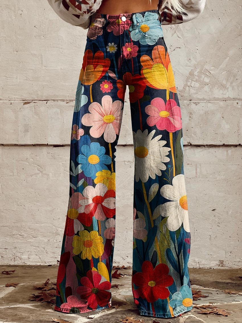 ALLESIA - FLORAL WIDE LEG PANTS