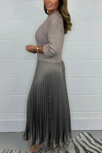 SELLA - LONG SWEATER & PLEATED SKIRT SET