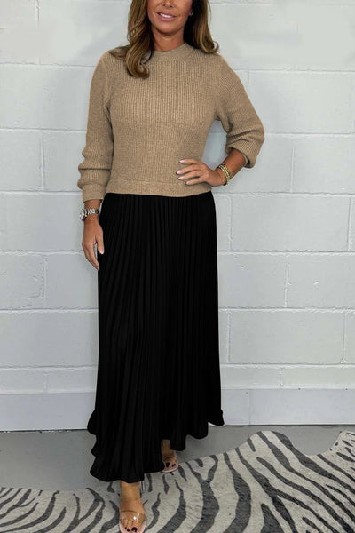 SELLA - LONG SWEATER & PLEATED SKIRT SET